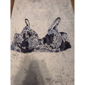 💚 ALYNED TOGETHER Black White Floral Bikini Top Swim size 2X 4